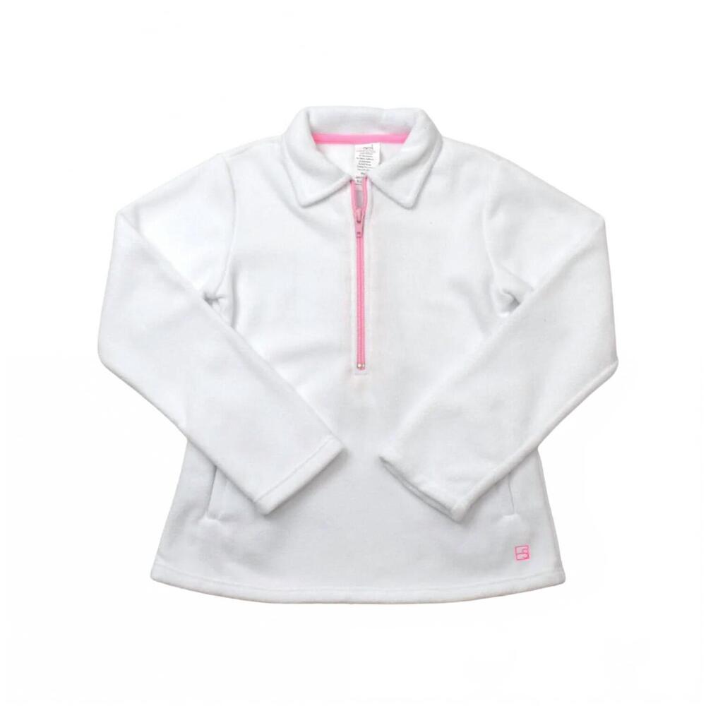 NEW SET ATHLETICS girls heather half zip top in white/pink